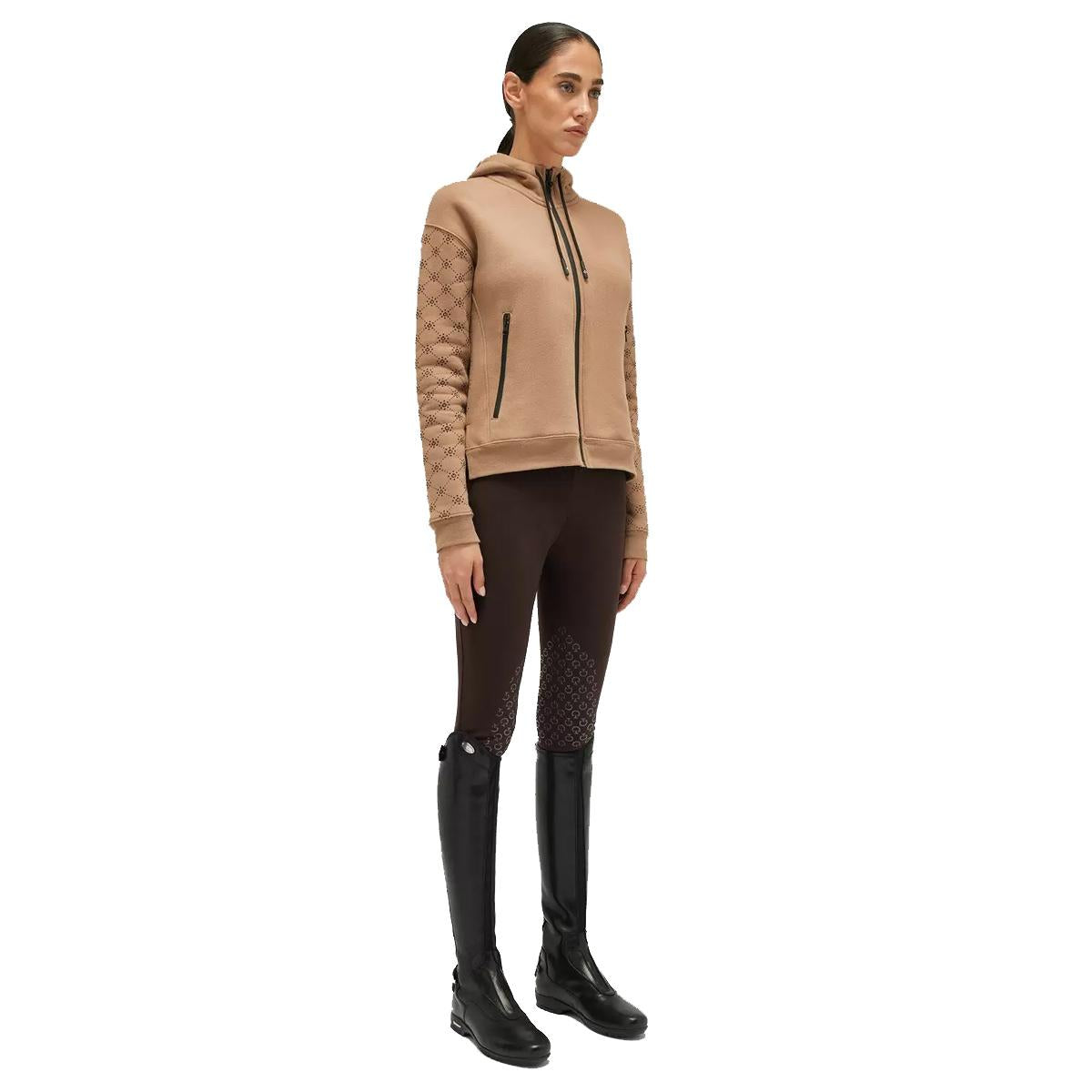 FELPA DONNA CON CAPPUCCIO E ZIP 31CT-FED118CO129 4300CACAO CAVALLERIA TOSCANA