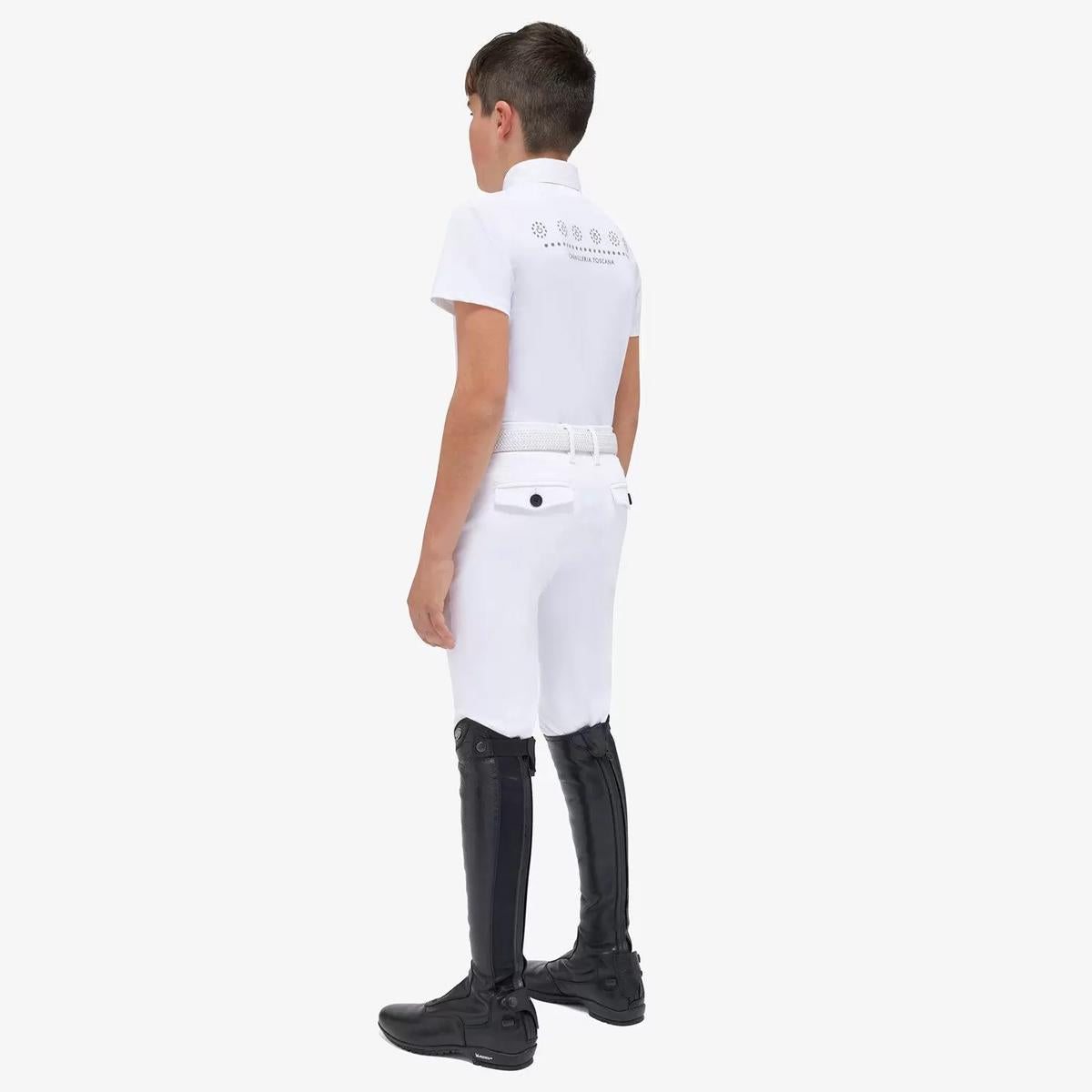 POLO DA CONCORSO BAMBINO MANICA CORTA 1/2 ZIP 31CT-POO103JE152 0001WHITE CAVALLERIA TOSCANA 