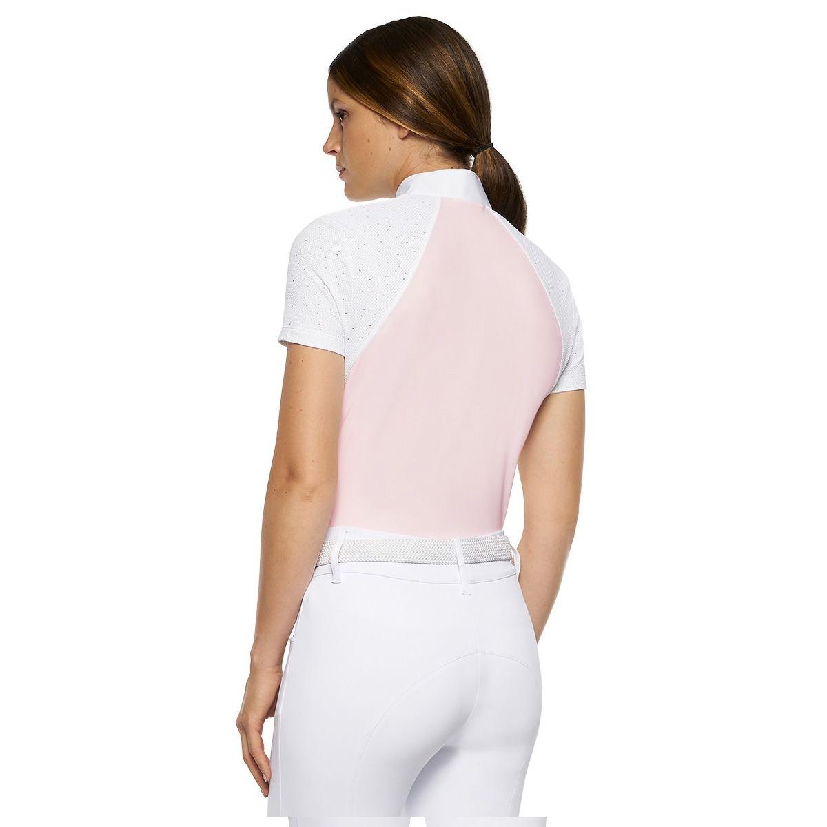 POLO DA CONCORSO DONNA MANICA CORTA TESSUTO CROCHET JERSEY 09CT-CAD204JE144 2501BIANCO ROSA CAVALLERIA TOSCANA 