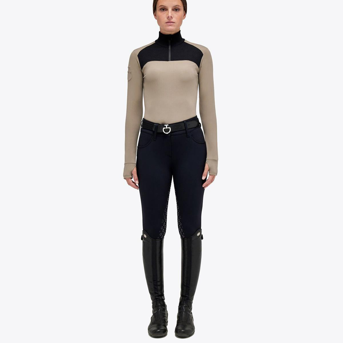 DOLCEVITA DONNA LANA TECNICA MEZZA ZIP CAVALLERIA TOSCANA 29CT-POD304PA063 4B00LIGHT MOCHA CAVALLERIA TOSCANA