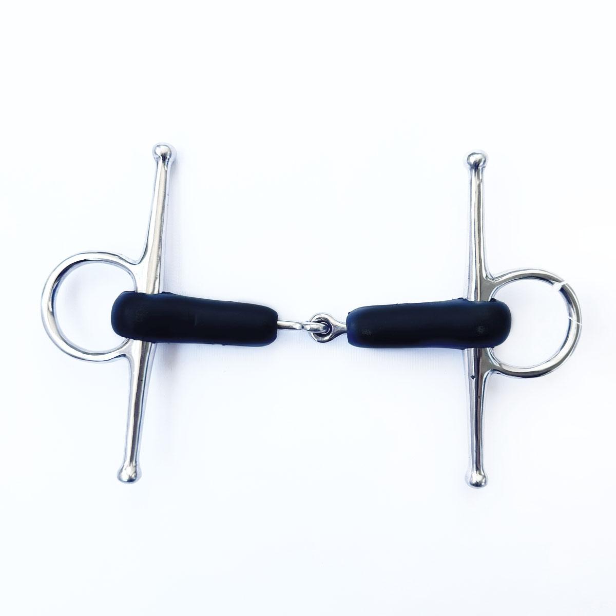 EQUINE HORSE Filetto ad aste lunghe spezzato in 2 GOMMA NERA imboccatura per equitazione (30MA-#50GOMMA) 30MA-#50 GOMMA EQUINE HORSE 