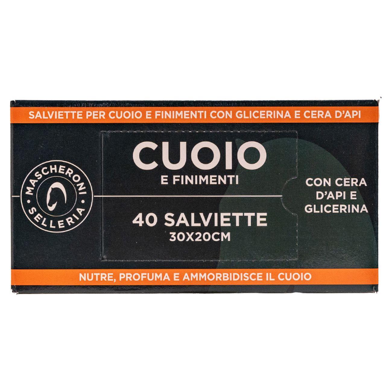 SALVIETTE PROFUMATE PER CUOIO E FINIMENTI - 40PZ MC0010 NEUTRO MASCHERONI SELLERIA
