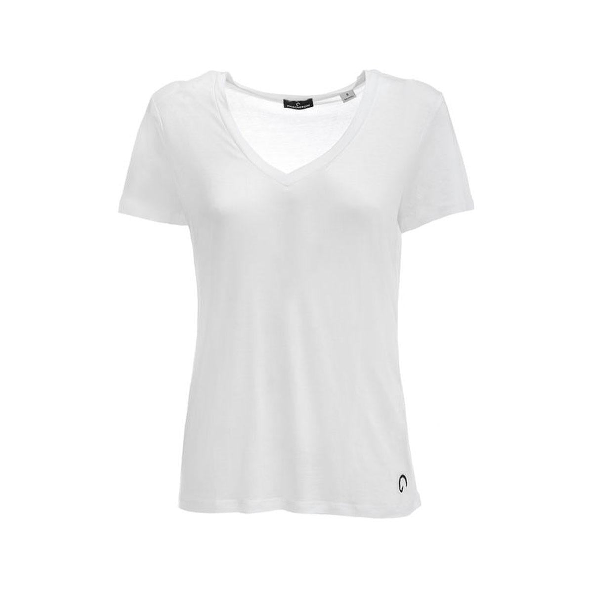T-SHIRT CON SCOLLO A V IN COTONE MASCHERONI-NS323 WHITE MASCHERONI SELLERIA