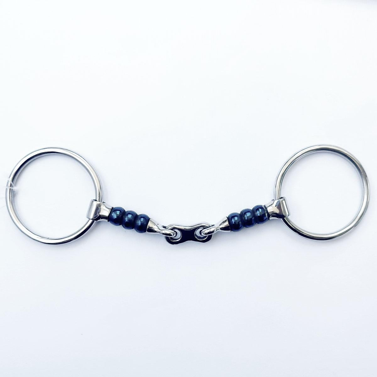 Snaffle bit AD ANELLI SPEZZATO in 3 with RULLI and PIATTINA GERMAN SILVER 30MA-#20 SWEET IRON EQUINE HORSE