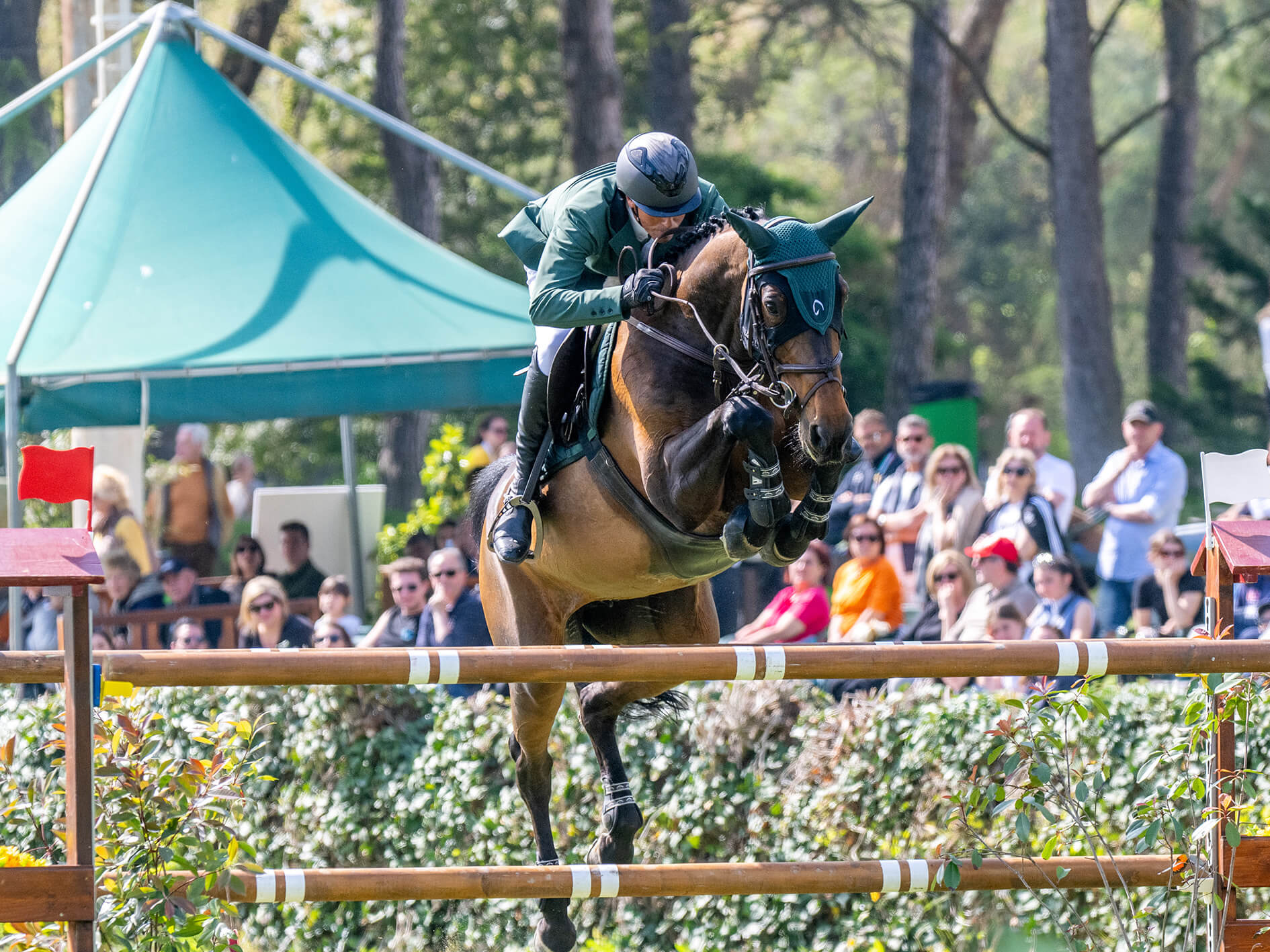 Francesco Turturiello sull'ultimo salto del campionato italiano assoluto di Cervia, finirà medaglia di bronzo